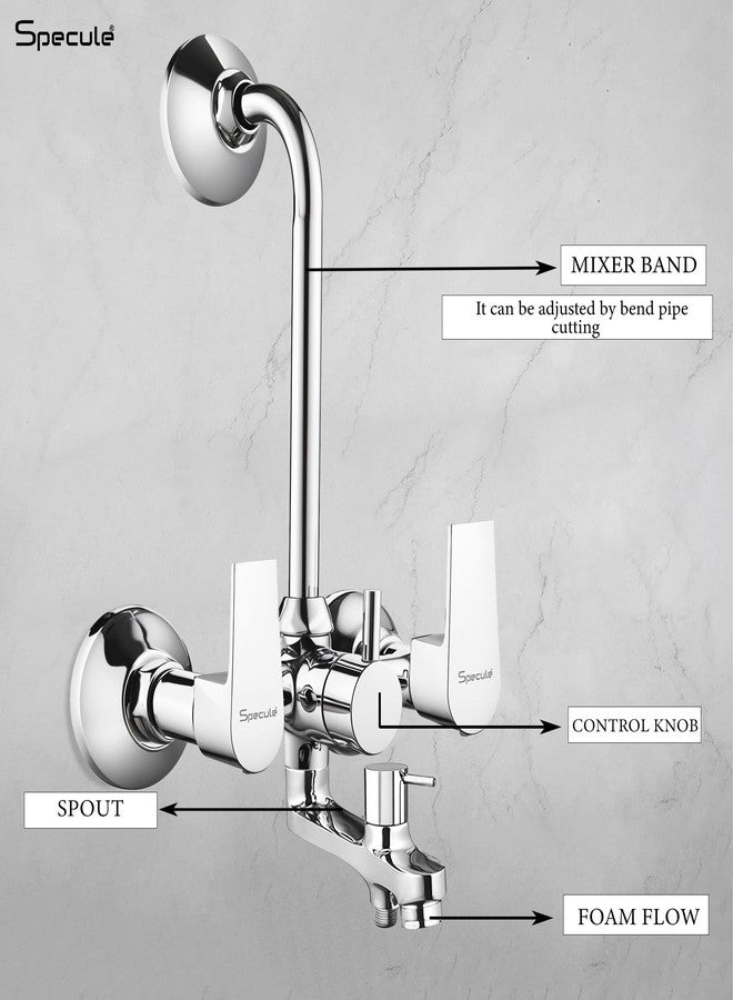 Specule Nyra Series Brass, Wall Mixer For Bathroom 3 in 1 | With 8x8 Inches Overhead Shower Set | 5 Flow Hand Shower Set with 1.5 Meter Hand Shower Pipe | Wall Mixer | Shower Set (Chrome) - Image 5